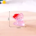 Mini resin Christmas cat figurine miniature cute desktop ornament for decor 3.4cm - Rose Red Christmas Cat 7