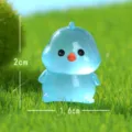 Mini figura de pollito de resina azul luminosa para jardinería de microlaisaje y escritorio. - Azul