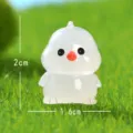 Mini figura de pollito luminoso de resina micro paisaje jardinería adorno de escritorio - Blanco