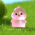 Miniatura luminoso pollito de resina rosa para paisaje de jardin y decoracion de escritorio. - Rosa