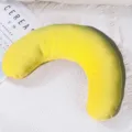 Yellow crescent plush pet pillow, comfortable cat and dog neck protection U-shaped toy cushion. - Solid Moon Pillow / 26x18x8cm / Yellow