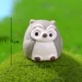 Schattig hars uil beeldje miniatuur mos landschap vetplant pot ornament decoratie - Grijze uil met grote ogen