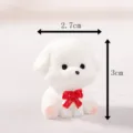 Linda figura de resina de perrito blanco con lazo rojo, mini adorno de escritorio para auto. - Bichón frisé