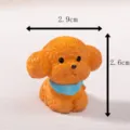 Cute resin puppy figurine miniature ornament with blue scarf for desktop and car decor. - Teddy