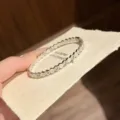 Silver hexagonal rhinestone geometric metal fashion bangle bracelet for women jewelry - Honeycomb Inlaid Style / Silver