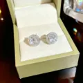 Elegant silver round halo zircon stud earrings for women, sparkling daily jewelry gift. - Silver White Round Zirconia Stud Earrings (D215)