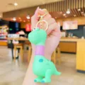 Portachiavi dinosauro telescopico verde carino, ciondolo borsa cartone animato divertente. - Verde Chiaro Collo Rosa