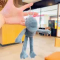 Grey plush long-leg monster keychain cute cartoon bag charm doll soft toy pendant. - Gray