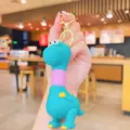 Simpatico portachiavi dinosauro telescopico, giocattolo divertente con collo a molla per borsa. - Verde Scuro Collo Rosa