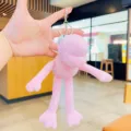 Pink plush long-legged frog keychain cute cartoon bag pendant plush doll key ring accessory - Pink