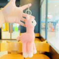 Cute plush alpaca keychain in pink, adorable backpack charm and soft bag pendant - Plush Pink Alpaca