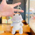 Lindo peluche dinosaurio llavero suave animal de peluche dibujo animado bolso colgante - Gris