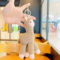 Cute plush alpaca keychain bag pendant fluffy animal doll accessory for backpacks and keys. - Plush Gray Alpaca