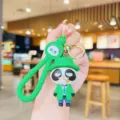 Green panda keychain cartoon doll cute backpack pendant car key ring stylish accessory gift - Green