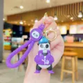 Cute cartoon panda keychain bag pendant lovely car key ring trendy accessory gift for cute kids - Purple