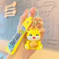 Cute yellow dragon keychain pendant with lucky strap, cute mascot toy accessory for keys - Yellow Ingot Dragon