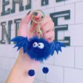 Cute blue fluffy bat devil keychain plush pendant backpack bag charm toy doll gift - Blue