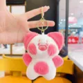 Adorabile portachiavi gatto in peluche rosa e bianco ciondolo zaino kawaii bel regalo - Rosa