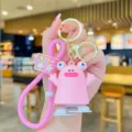 Pink cute wind-up walking frog cartoon keychain, sweet style bag pendant, lovely gift accessory. - Pink Frog