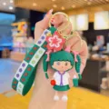 Cute cartoon girl keychain green hair backpack pendant stylish bag charm cute gift for friends - Green