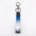 Gradient Woven Strap Keychain Blue White Cartoon Bear Keyring Metal Ring Pendant - Blue