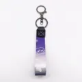 Gradient starry sky bear woven wrist strap keychain, durable metal hardware and leather connector. - Purple
