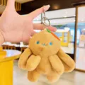 Schattige pluche konijn wortel sleutelhanger variant, zachte pluche tas bedel hanger - Bruin
