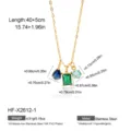 18K PVD Gold Plated Stainless Steel Multi-Stone Pendant Necklace with Zircon Crystals. - 18K Gold / Multicolor (SKU: HF-X2612-1)