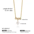 Edler Zirkonia Perlen Halskette Edelstahl 18K Vergoldet Wasserdicht Elegante Damen - Luxuriöser Modestil (HF-X2619-2) / 18K-Gold / Gold