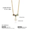 Detailansicht der Vintage bunten Zirkonia Süßwasserperle Edelstahl Kette mit Anhänger. - Mehrfarbiger Strass-Stil (HF-X2619-3) / 18K-Gold / Gold
