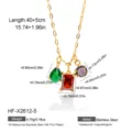 Gouden roestvrij staal meerkleurige edelsteen hanger ketting verstelbare lengte. - 18K goud / Meerkleurig (SKU: HF-X2612-5)