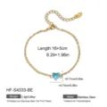 Gold stainless steel heart zirconia bracelet detail, 16+5cm length, waterproof jewelry. - 18K Gold / Light Blue