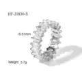 Edelstahl Markise Zirkonia Ring Detail, elegante Memoire Ring mit funkelnden Steinen für Damen. - 6 / Marquise Zirkonia Ring (HF-J1830-S-6) / Silber