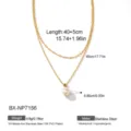 Doppelte Süßwasser Perlen Halskette 18k vergoldet Edelstahl Schmuck wasserdicht und chic - Doppelschichtige Süßwasserperlen-Anhänger-Halskette (BX-NP7156) / 18K-Gold