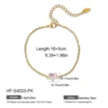 Stainless steel gold plated pink heart zircon bracelet with adjustable chain for women - 18K Gold / Pink