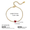 Gold stainless steel red heart cubic zirconia bracelet waterproof fashion jewelry for women - 18K Gold / Red