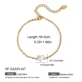 Close-up view of a delicate 18K gold plated stainless steel bracelet with sparkling heart zircon. - 18K Gold / White