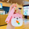 Leuke hamster siliconen portemonnee sleutelhanger, zachte cartoon tas hanger voor kinderen. - Hamster Muntportemonnee - Roze