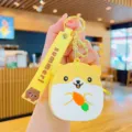 Schattige hamster siliconen portemonnee sleutelhanger student schooltas hanger mini - Hamster Muntportemonnee - Geel