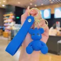 Blauwe schattige gewatteerde huilende beren sleutelhanger siliconen tas hanger cadeau - Blauw