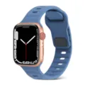 Blue silicone sports watch band with rose gold case for Apple Watch compatible replacement strap. - Ice Blue
