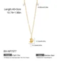 Stainless Steel Freshwater Pearl Cat Moon Pendant Necklace 18K Gold Plated Jewelry - Moon Cat Pendant Style (BX-NP7577)