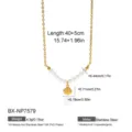 Stainless steel 18K gold plated pearl shell pendant necklace with detail size specifications. - Fashion Shell Pearl Pendant Style (BX-NP7579)