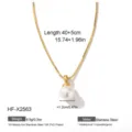 Detailansicht einer schicken Edelstahl 18K Gold Perlenkette mit genauen Spezifikationen. - Schlangenkette Rundperlenkette (X2563) / 18K-Gold