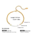 Goldenes Perlenarmband mit barocken Süßwasserperlen, Edelstahl wasserdichter Schmuck für Damen. - 18K-Gold / Barockperlen Spleißstil (BX-BP9348)