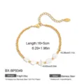 Vergoldetes Edelstahl Barock Süßwasser Perlen Armband mit praktischer Verlängerungskette. - 18K-Gold / Edelstahl Vergoldet Vollperlenstil (BX-BP9349)
