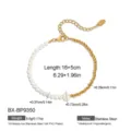 Barock Süßwasser Perle Edelstahl Perlen Armband vergoldet wasserdicht Schmuck 16+5cm - 18K-Gold / Edelstahl Rundperle Perlen Spleißstil (BX-BP9350)