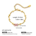 Pulsera cruz acero inoxidable circón rosa dimensión detalle especificación visualización - Chapado en oro 18K / Estilo Rosa (HF-S4319-PK)