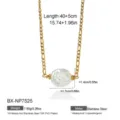 Vista detallada del collar de perlas barrocas de acero con dimensiones y peso precisos. - Estilo Colgante de Perla Barroca Irregular (BX-NP7525)