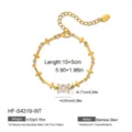 Vista detallada de la pulsera de cadena cruzada de acero inoxidable con circonita. 15+5cm. - Chapado en oro 18K / Estilo Blanco (HF-S4319-WT)